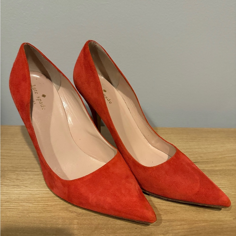 Kate Spade New York Womens Bright Red Suede‎ Pointed Toe Pumps Shoes Size 8.5